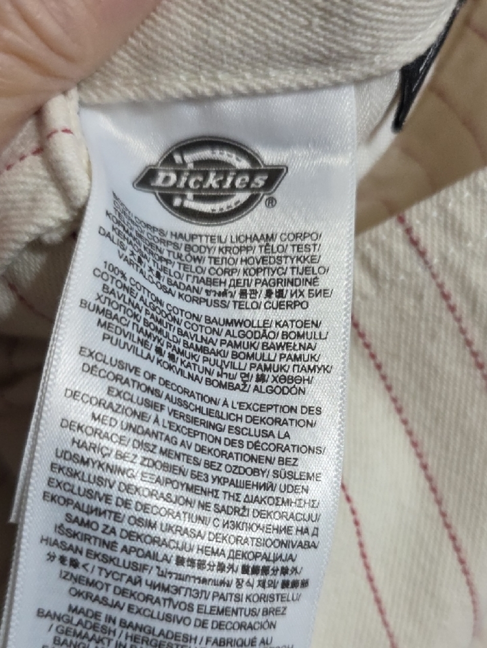 Dickies Men's Cotton Canva Carpenter Pants Cream Red Stitchlike Stripes Sz 34x32 - Picture 4 of 12